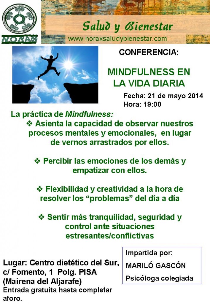 CONFERENCIA SOBRE MINDFULNESS EN LA VIDA DIARIA. 21 DE MAYO