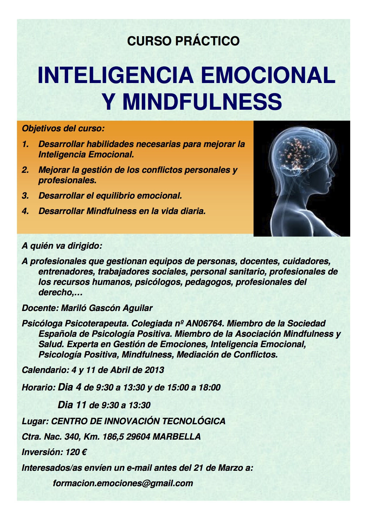 4/11 ABRIL – CURSO DE INTELIGENCIA EMOCIONAL Y MINDFULNESS EN MARBELLA