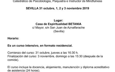 Curso MINDFULNESS: EL DESARROLLO DE LA CONSCIENCIA HUMANA. Impartido por Vicente Simón. Del 31 octubre al 3 de noviembre de 2019. En Sevilla.