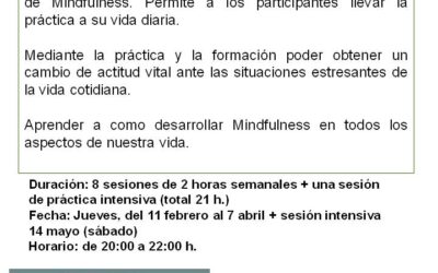 Curso práctico de Mindfulness. Del 11 febrero al 7 abril 2016.