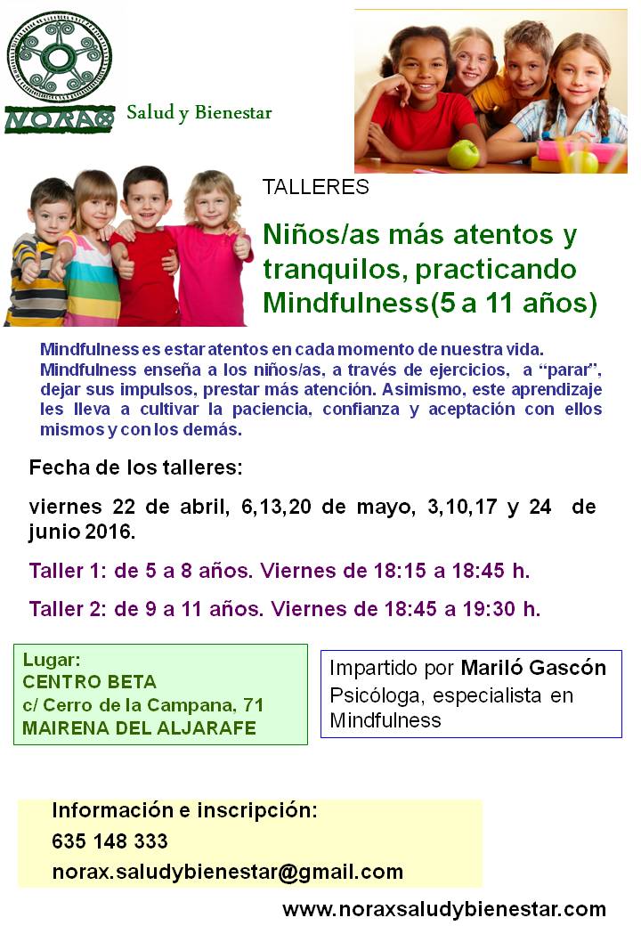 Talleres Mindfulness para niños/as de 5 a 11 años. Mayo-junio 2016