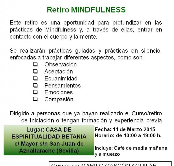 RETIRO MINDFULNESS 14 MARZO 2015