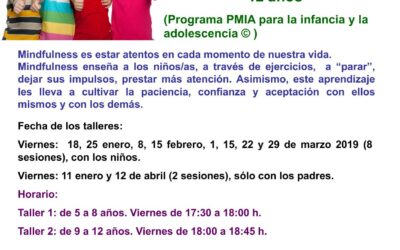 Talleres Mindfulness para niños de 5 a 12 años. Enero-abril 2019