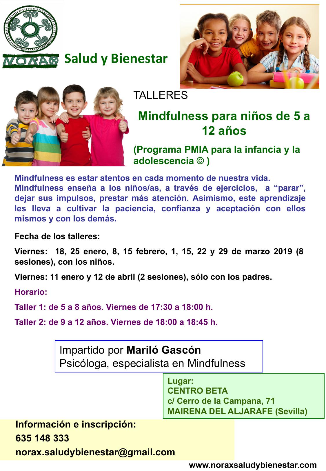 Talleres Mindfulness para niños de 5 a 12 años. Enero-abril 2019