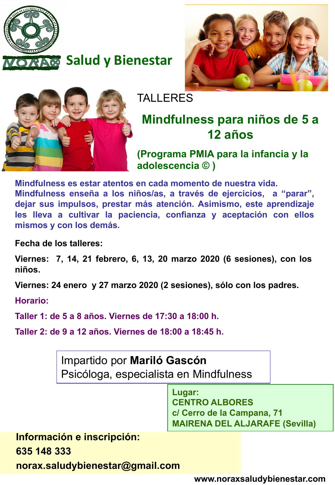 Talleres Mindfulness para niños/as. Del 24 de enero al 27 de marzo 2020