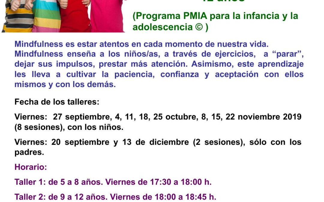 Taller Mindfulness para niños/as de 5 a 12 años. Del 20 septiembre al 13 diciembre 2019.