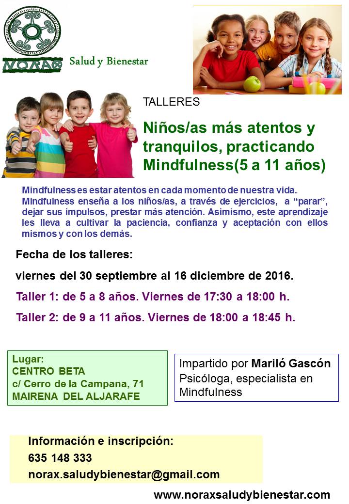 Talleres Mindfulness para niños/as de 5 a 11 años. Septiembre-diciembre 2016